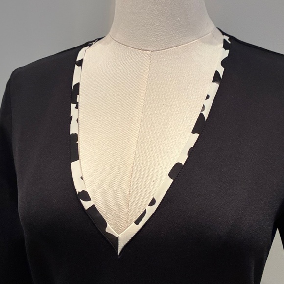 SHAN Black and White V-Neck Long Sleeve Dress - Picture 3 of 9